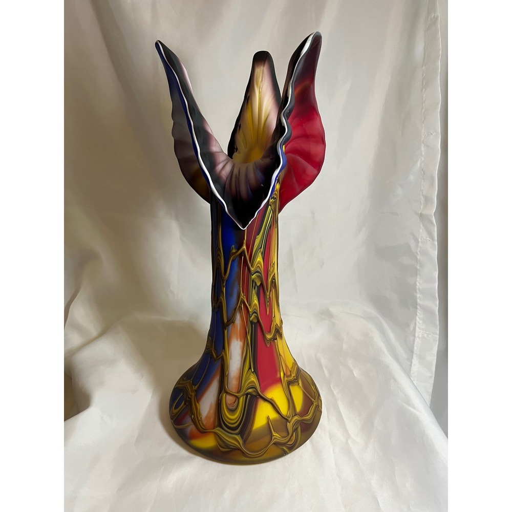 Essie Zareh Balkan Russia Art Glass Jack in the Pulpit Vase 16 Inch